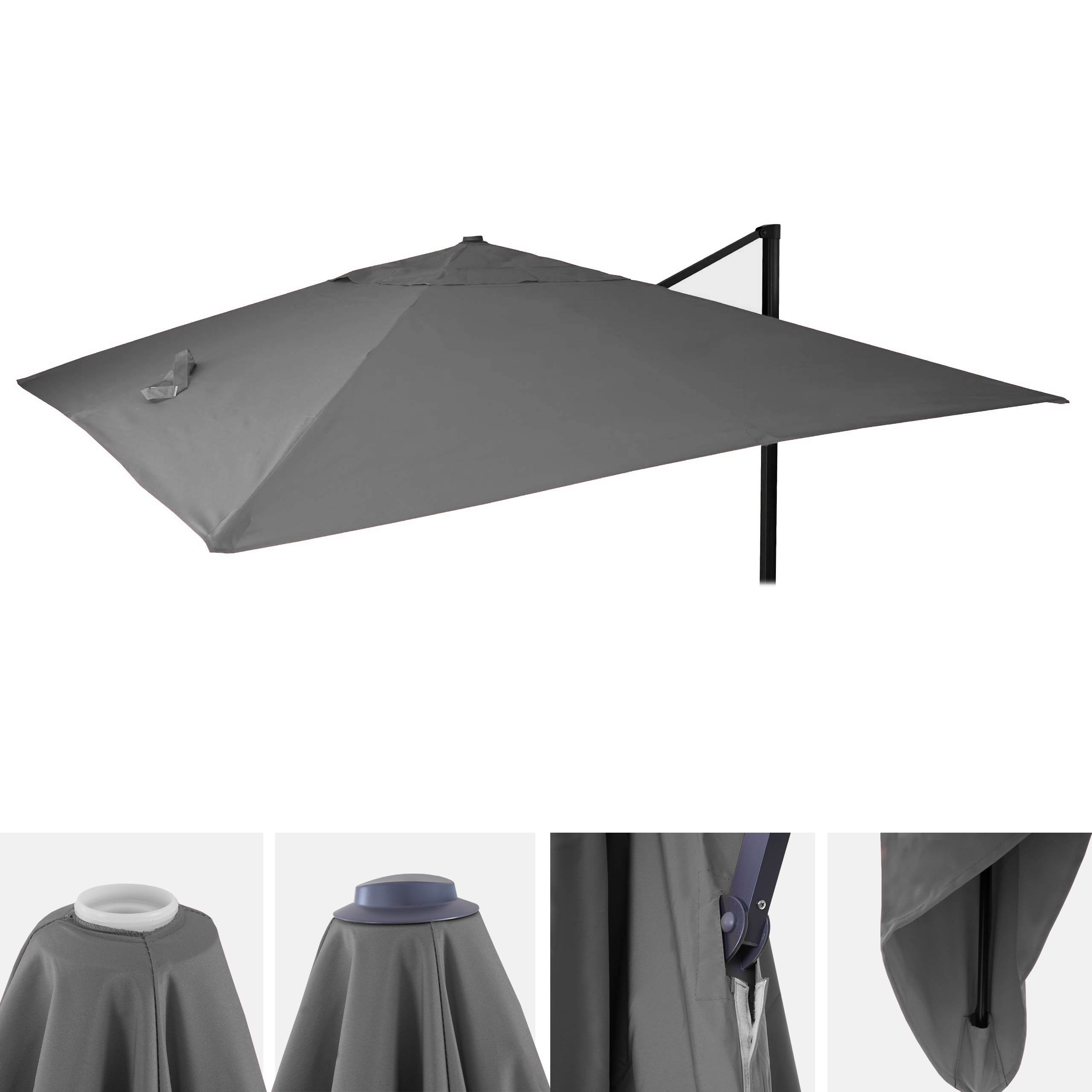 Mendler Ersatz-Bezug für Luxus-Ampelschirm HWC-A96, Sonnenschirmbezug Ersatzbezug, 3x3m (Ø4,24m) Polyester - anthrazit