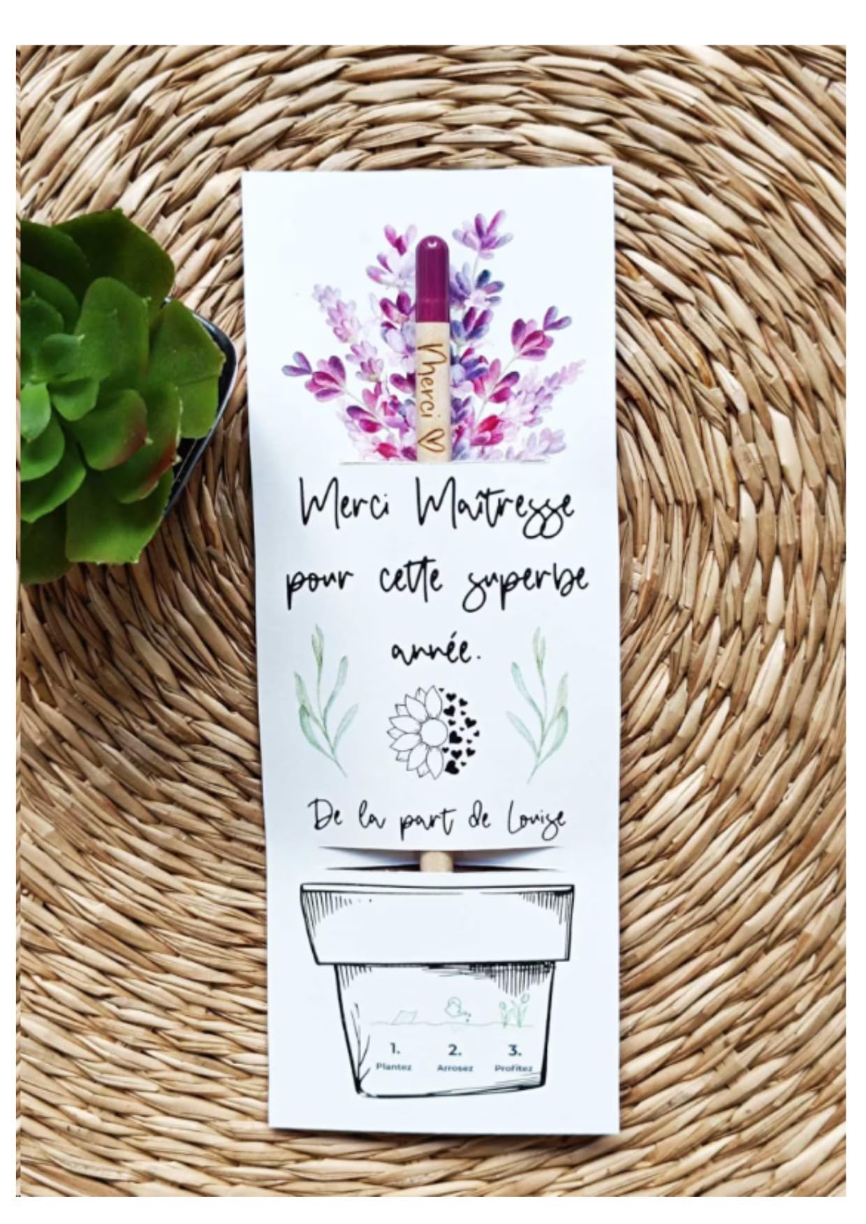Crayon à planter Merci Tournesol Lavande Coquelicot Cadeau Maîtresse Atsem Nounou
