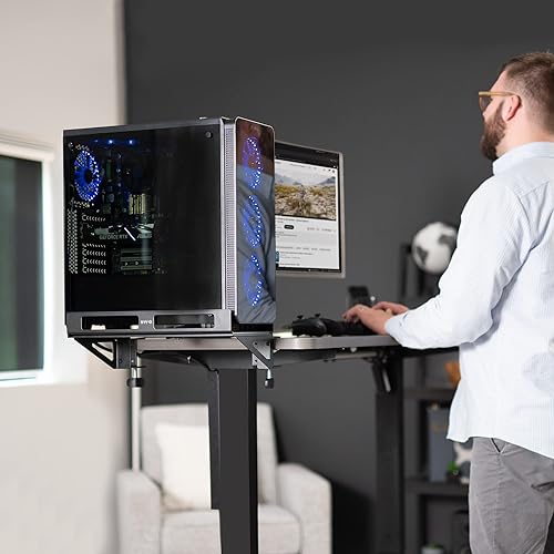 Miniatura 6 de VIVO Soporte extensor de escritorio para PC con opción de montaje en pared, soporte estándar y grande para computadora de juegos, ajustable con