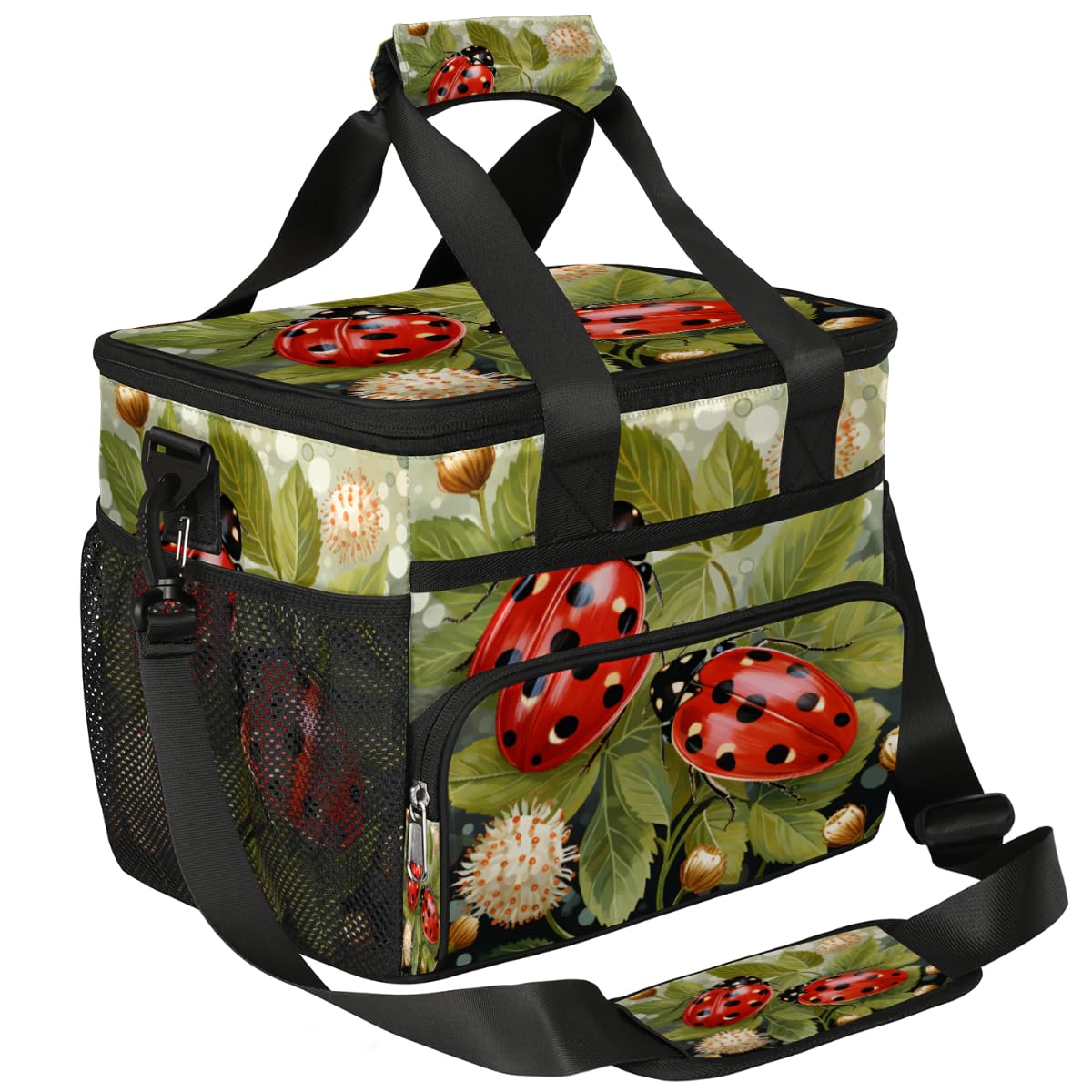 Red Insulated Picnic Backpack Lunch Box for Women Men Picnic Basket Tote Lunch Bag Picnic Bag Portable Lunch Bags for Picnic, Beach, Work, Trip,Office, Camp Ladybird