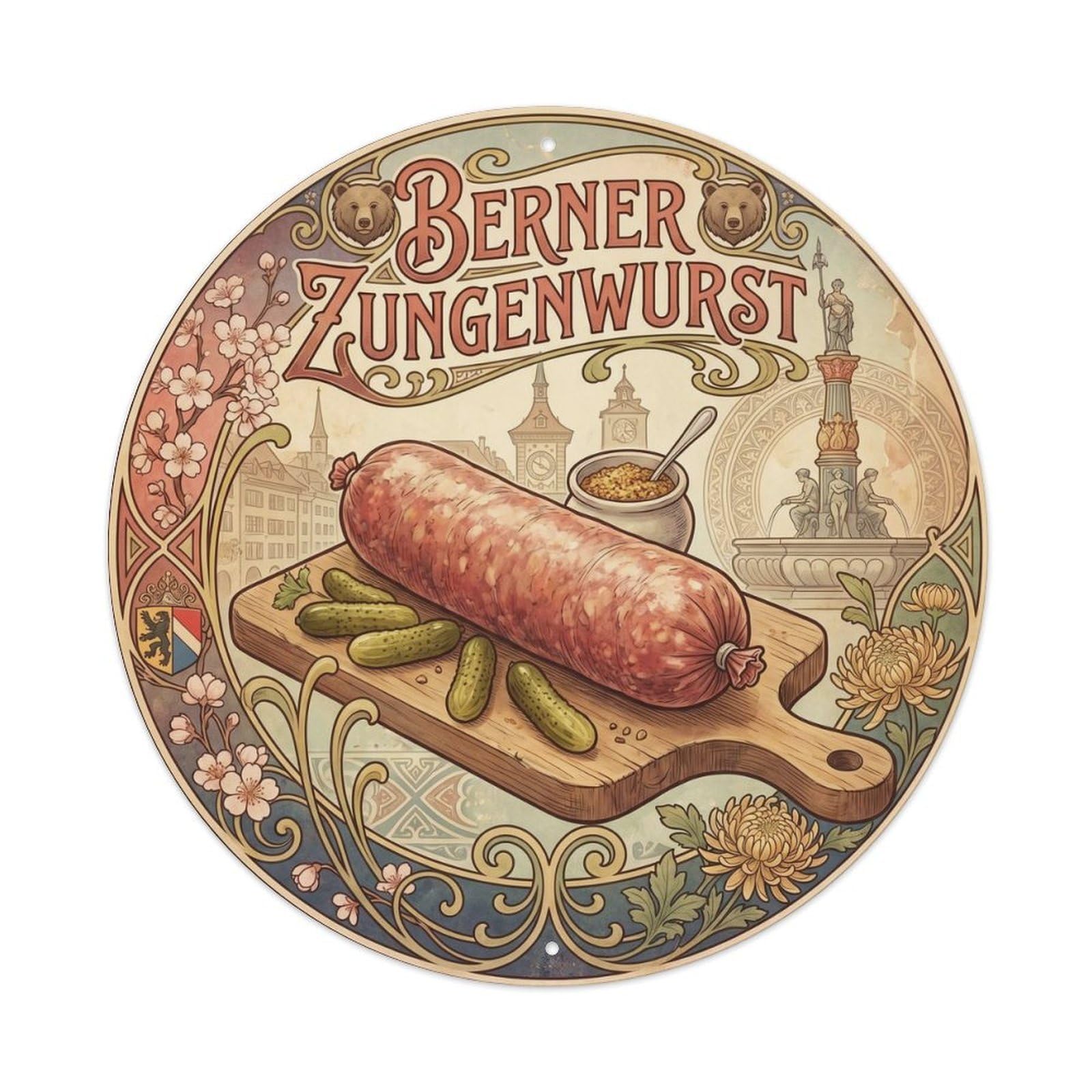 Swiss Cuisine Berner Zungenwurst Food Travel Metal Tin Sign