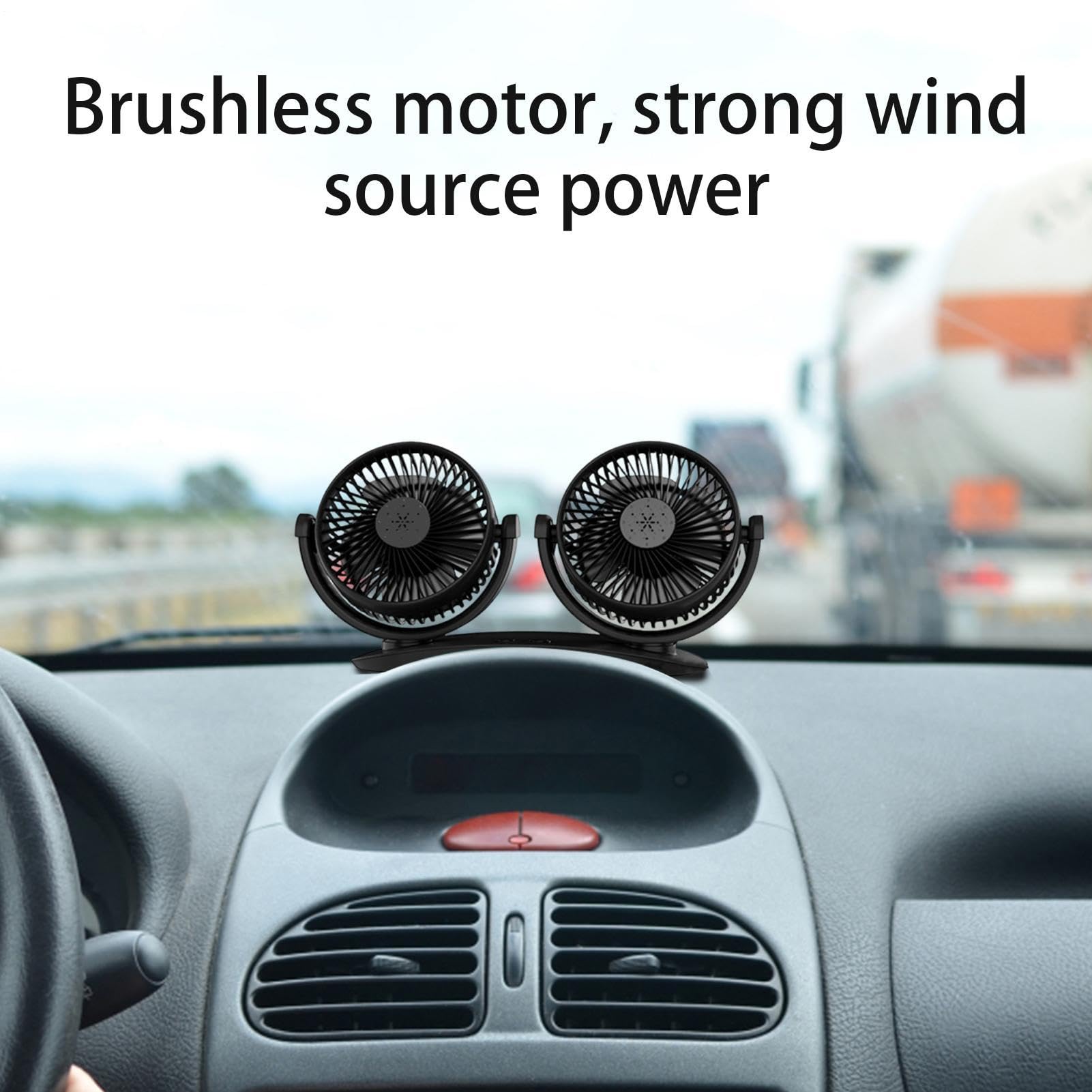 Ventola Per Auto USB - Ventola USB A Doppio Interruttore A Doppia Testa Da 10,16 Pollici | Ventole Per Auto Regolabili A 3 Velocità Per Il Passeggero Del Sedile Posteriore | Ventilatori Per Sedili Pos