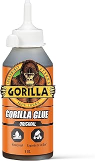 Gorilla Original Gorilla Glue, Brown, Waterproof Polyurethane Glue, 8 Ounce (Pack of 1) - Expands Into Materials, All Purpose