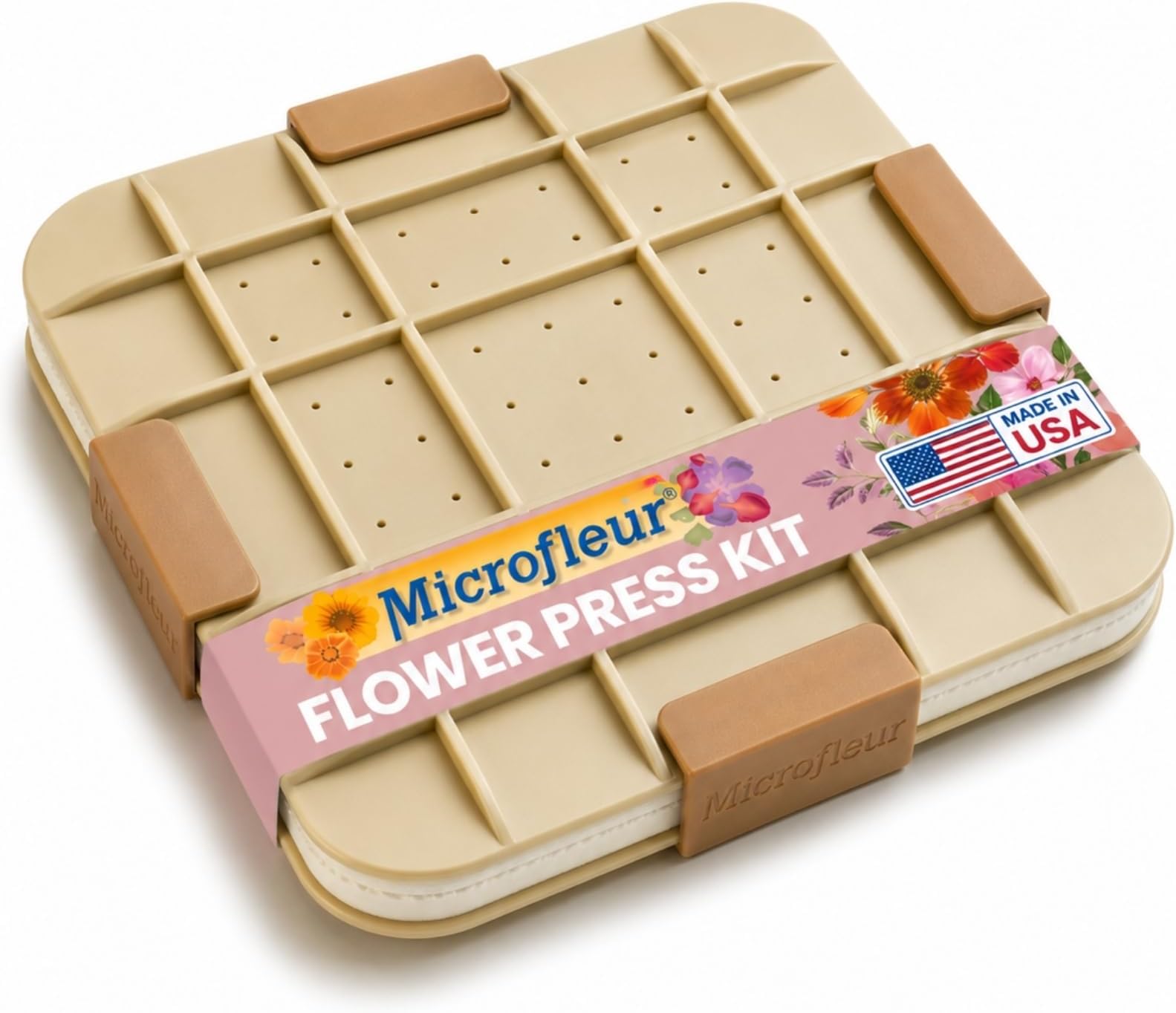 Microfleur Flower Preservation Press Kit, Portable Quick & Easy for Pressed Flowers, Craft Flower Press Kit, Pressing Dry Bouquet & Leaf, Washable Cloth for Lasting Color Fits Most Microwave, 9" 23 cm