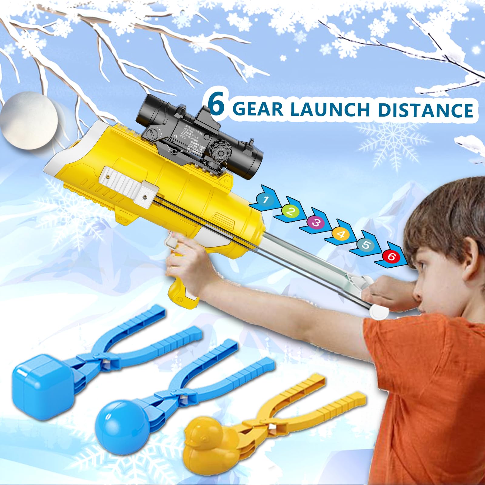 TMIXIU Snow Toys for Kids Outdoor, 19 PCS Snowball Maker Kit, Snowball Blaster Gun Launcher, Snow Ball Duck Makers, Snow Molds for Kids Adults Outdoor with Storage Bag