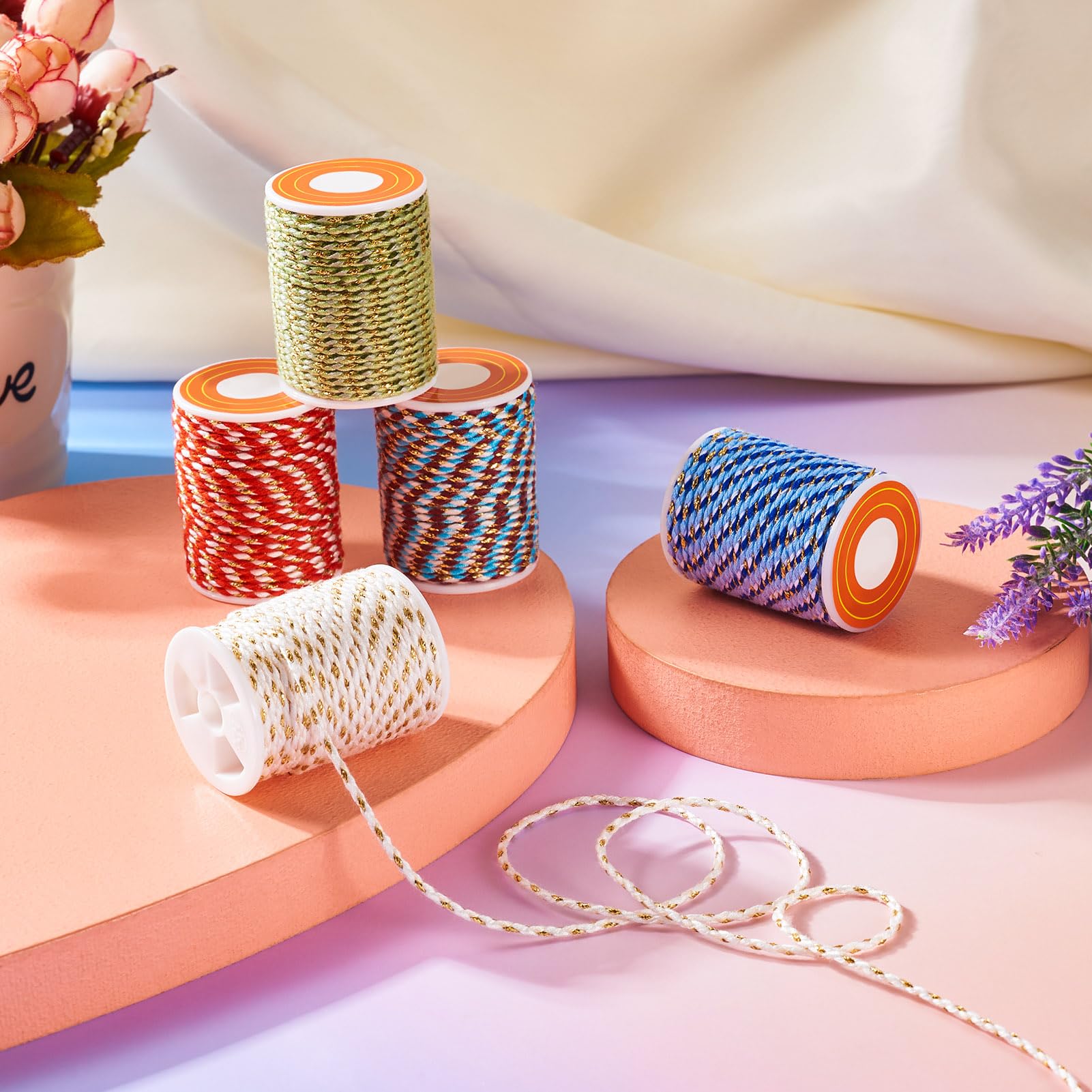 GORGECRAFT 18M Cordoncino Attorcigliato 8mm Poliestere Twist Lip Twine Corda Decorativa Intrecciata Filo Nastro per Decorazioni per La Casa Fermatenda Tende Tappezzeria Cucito Artigianato Beige
