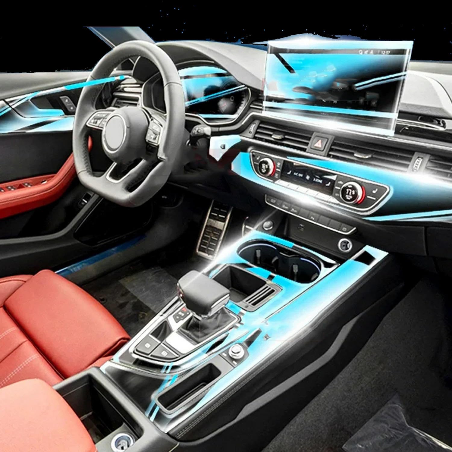 Film TPU console Audi A4 B9 2022-2023 protection transparente d'origine de l'interieur de voiture