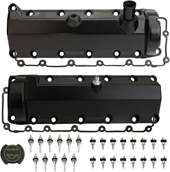 MITZONE Aluminum Engine Valve Cover Set Compatible with 1997-2004 Ford E-150 E-250 E-350 Expedition 5.4L V8 SOHC
