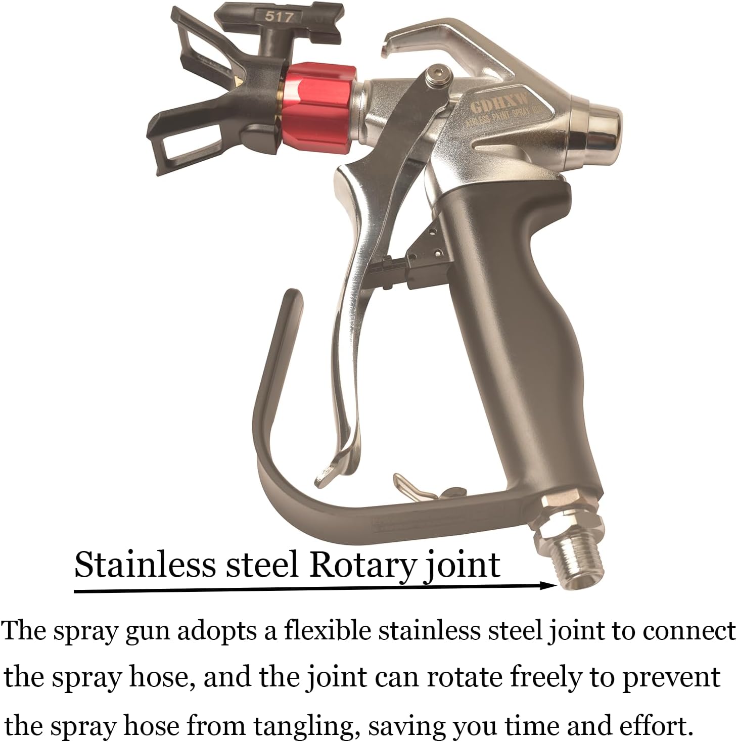 GDHXW G12-PRO Airless Paint Spray Gun 3600 PSI with 517 Reversible Nozzle Tip and Swivel Joint for Most Airless Paint Sprayers