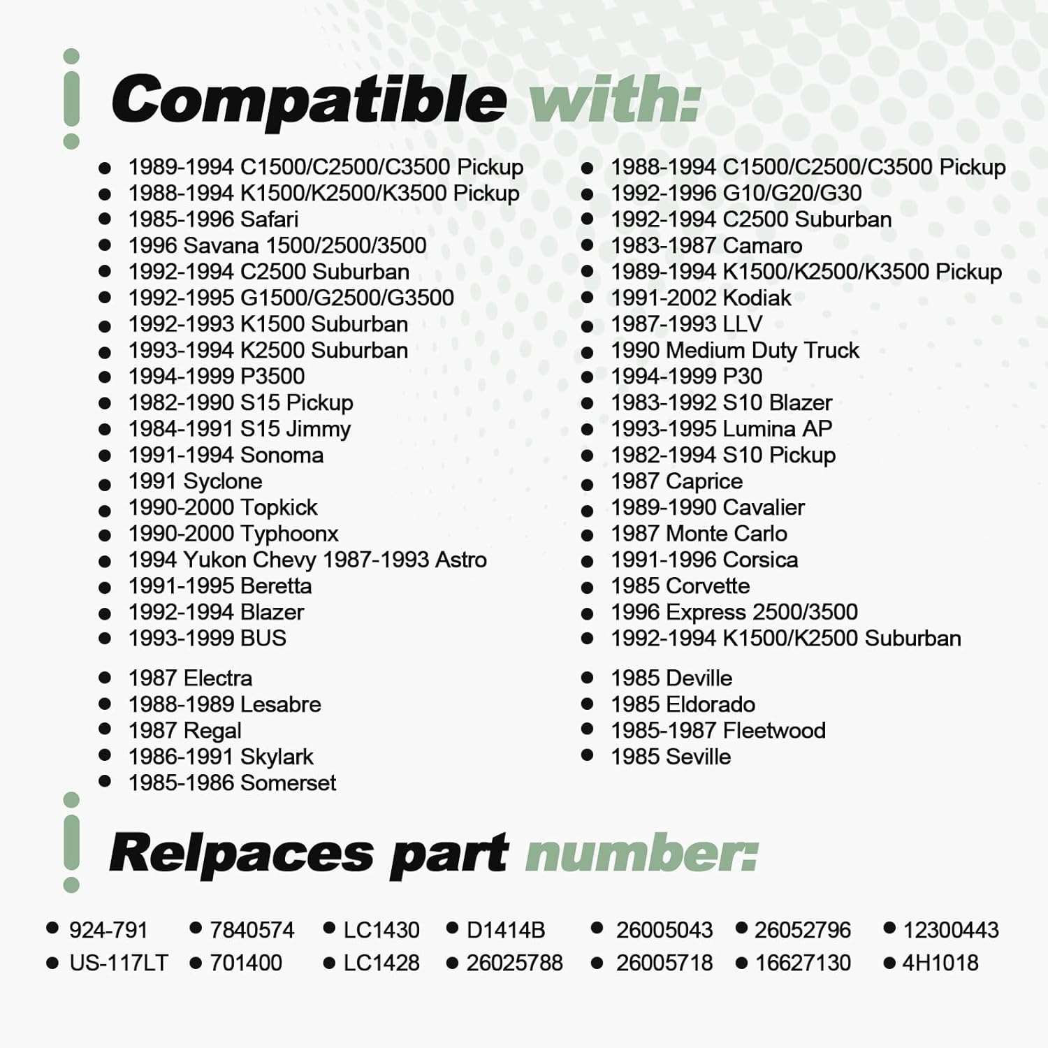 Ignition Lock Cylinder & 2 Pcs Door Lock Cylinder Kit with Keys Compatible with 1988-1994 C1500 C2500 C3500 K1500 K2500 K3500 Electra Astro Beretta Replace 12300443 924-791 D1414B 701400 LC1428 LC1430