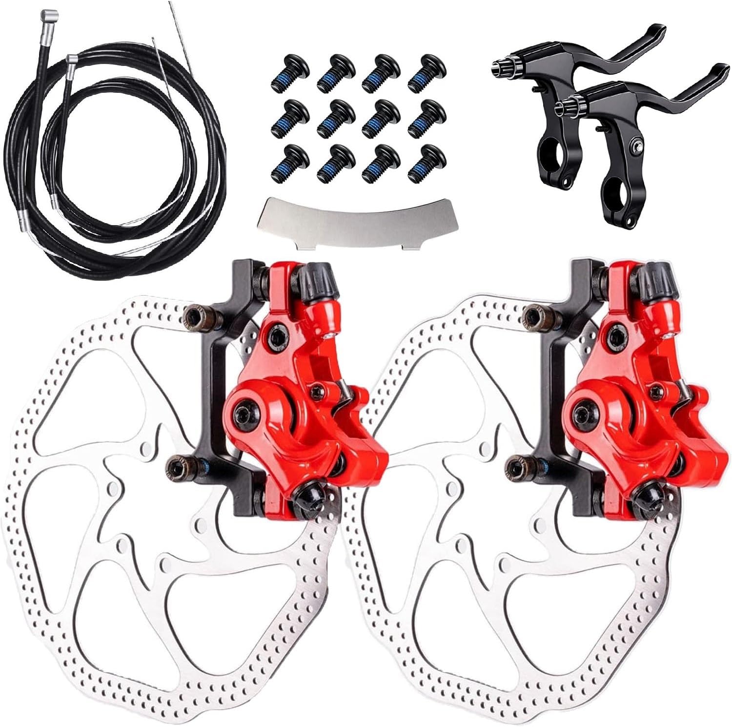 Bike Disc Brake Kit,Bike Front and Back Disc Brake Kit-Calipers,2 Pcs Stainless Steel 160 mm Rotors&Cable&Brake Lever&A Pair of Bicycle Brake levers&Fixing Screws