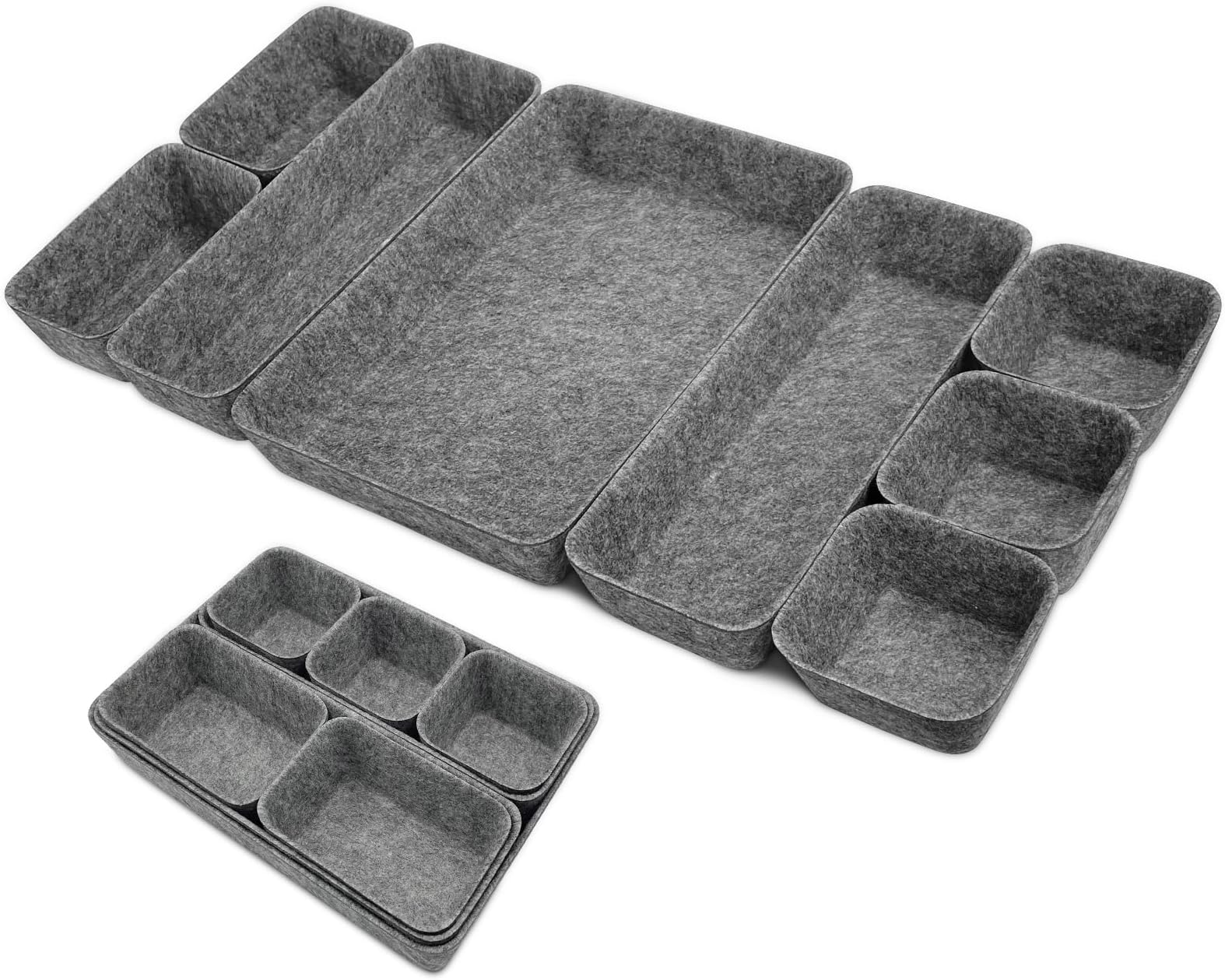 Cinnani Schubladen-Organizer Set (16 Teile) – Filz-Aufbewahrungsboxen In 4 Größen Für Küche, Bad, Büro & Schminktisch