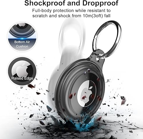 Miniatura 2 de Paquete de 2 Llavero Airtag para Apple Air Tag Holder IPX8 impermeable 360 de cuerpo completo a prueba de golpes resistente a los arañazos para