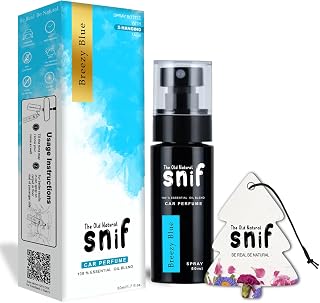 Snif Breezy Blue Spray Car Air Perfume Fine Fragrance – 50ml | Car Fresheners | Car Accessories Interior | Long Lasting Es... Price In India