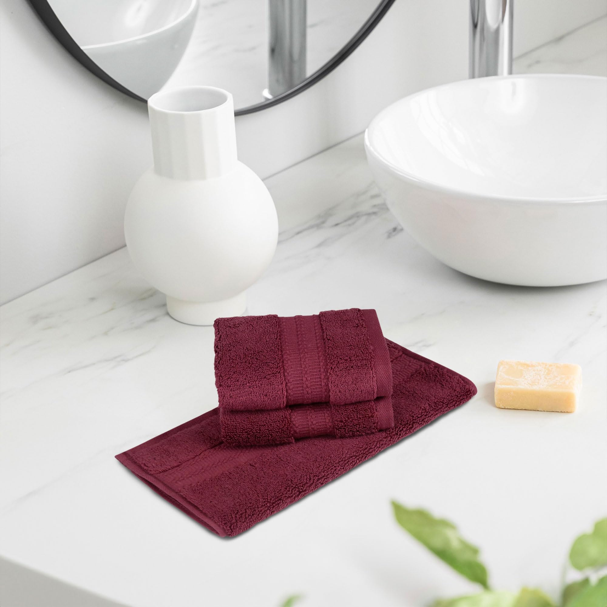 mytrident Trident Face Towels, Nectarsoft Collection, Wash Towel, 100% Cotton Towels for Men/Women, 625 GSM, 3 Pc Face Towels - Berry Wine-picture-12