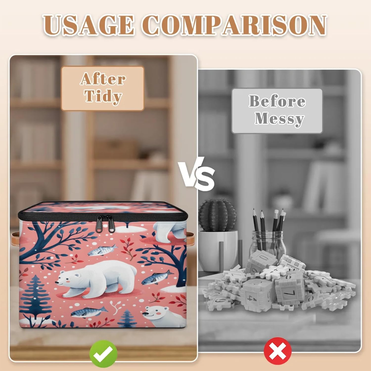 2-Pack Storage bins with lids - 26 quart organizer bins - Collapsible fabric storage bins with sturdy handles and double zipper tops - Versatile for home, toys, dorm rooms