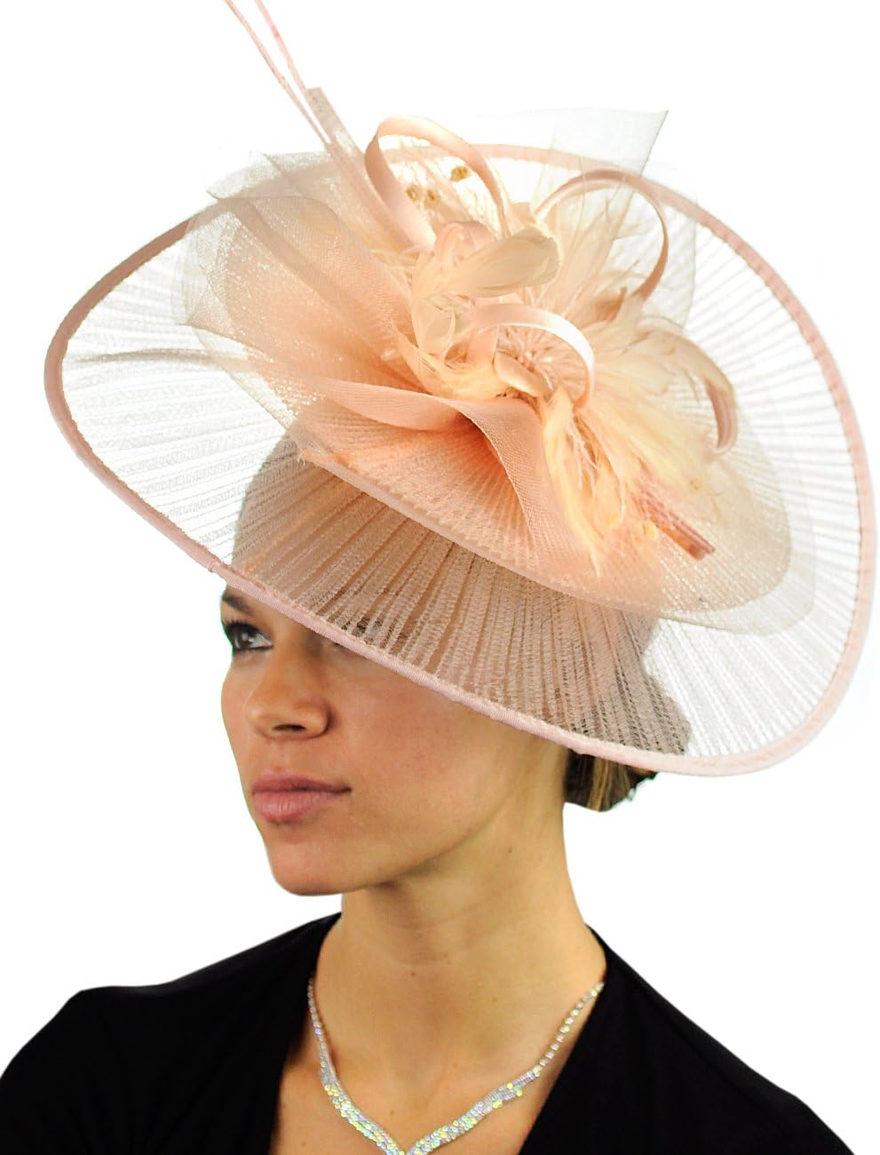 C.C Cocktail Fashion Sinamay Fascinator Hat Feather & Flower Design