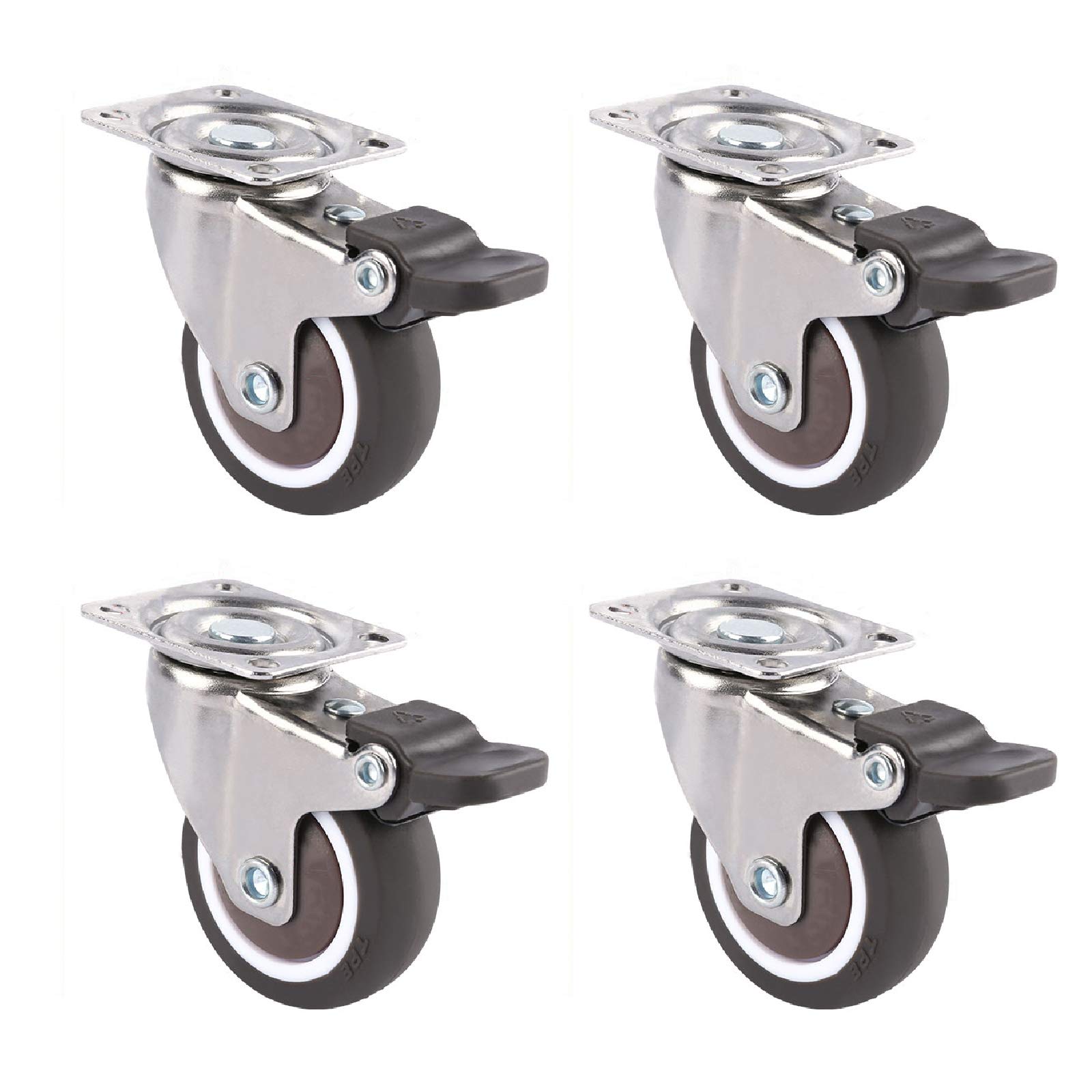 Roulettes pivotantes anti-bruit pour protéger le parquet lot de 4 freins meuble
