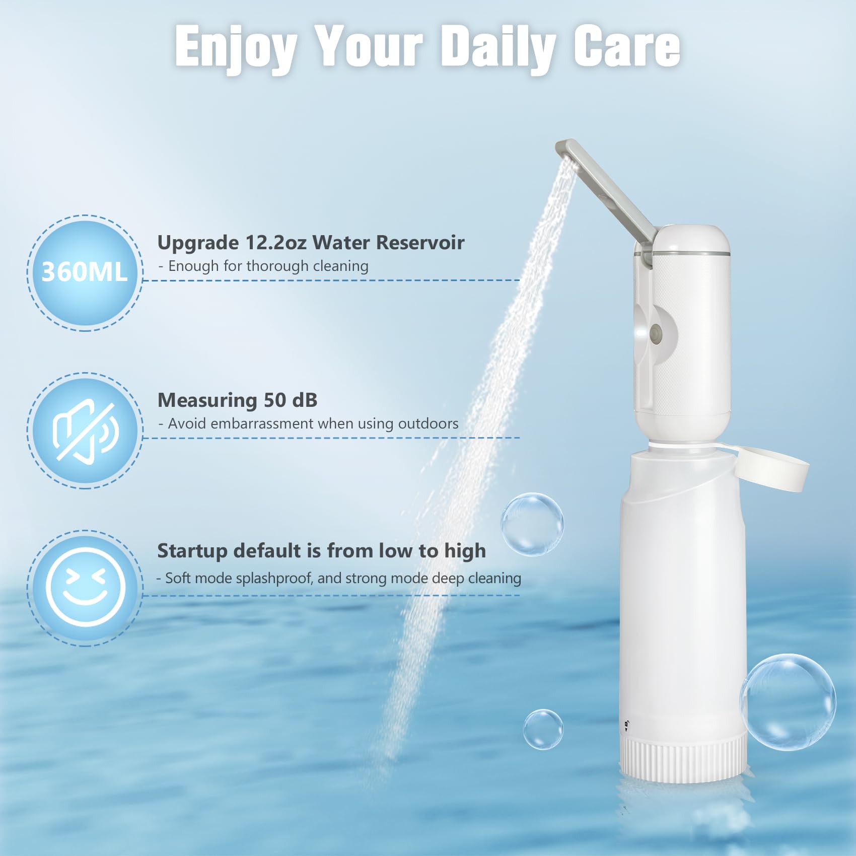 SPACEREST Portable Bidet for Travel, 12.2oz USB Rechargeable Electric Handheld Bidet for Women/Men, Sprayer Toilet Bidet for Personal Hygiene Cleaning, Soothing Postpartum,Hemorrhoid and Perineal Care