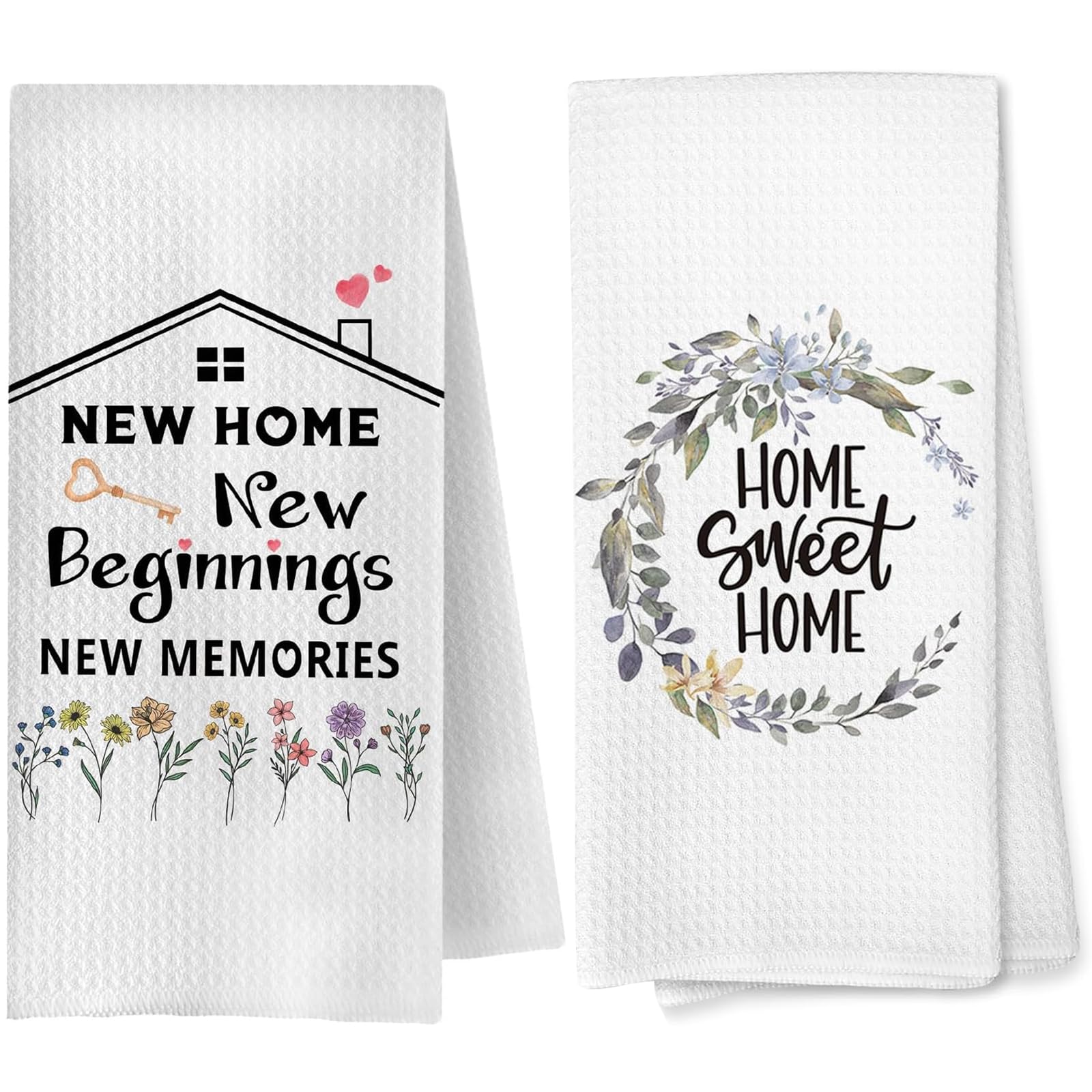 YUNLIJIA 2PCS New Home Gifts Ornament Kitchen Towel House Warming Gifts New Home Housewarming Gift Ideas Couple Kitchens Ornaments Unique Gift for Homeowners Kitchen Essentials (White)