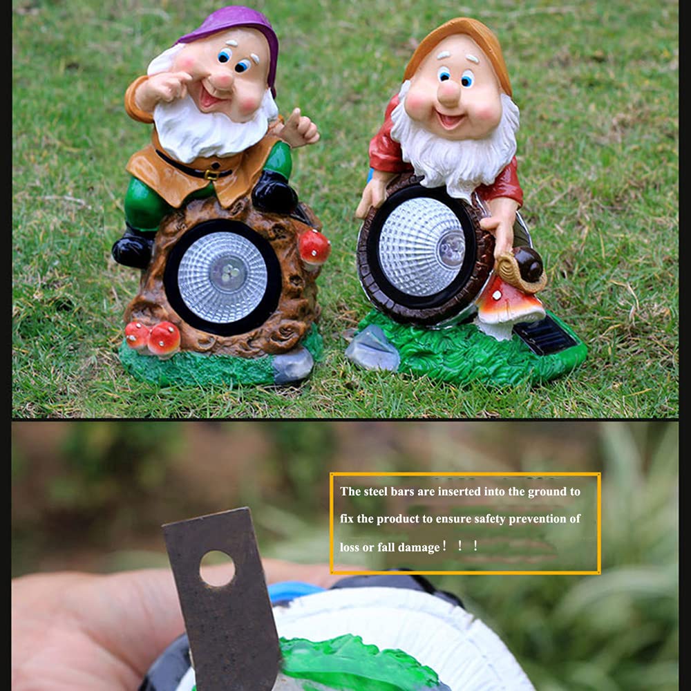 Garden Gnome ogrodowy posąg gnomów na zewnątrz gnomy led słonecznych ozdoby figurki, ręcznie malowane warunkowe, gigantyczne wystrój trawnika Smurf, oświetlenie 8h, b