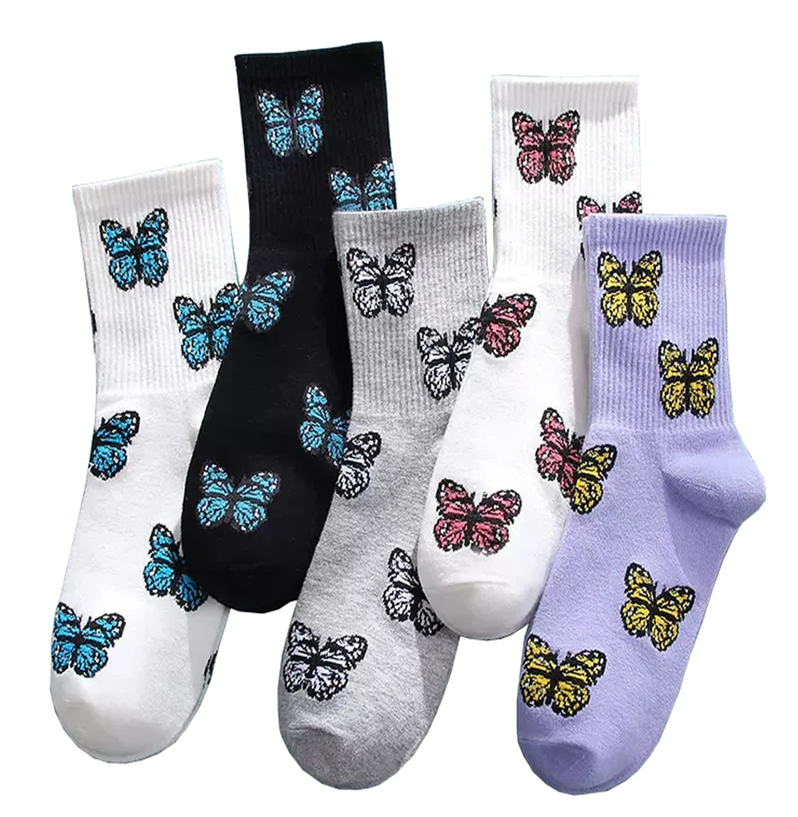 Ihauiue Butterfly Embroidered Crew Socks Cute Animal Embroidery Quartz Socks  | Desertcart Haiti