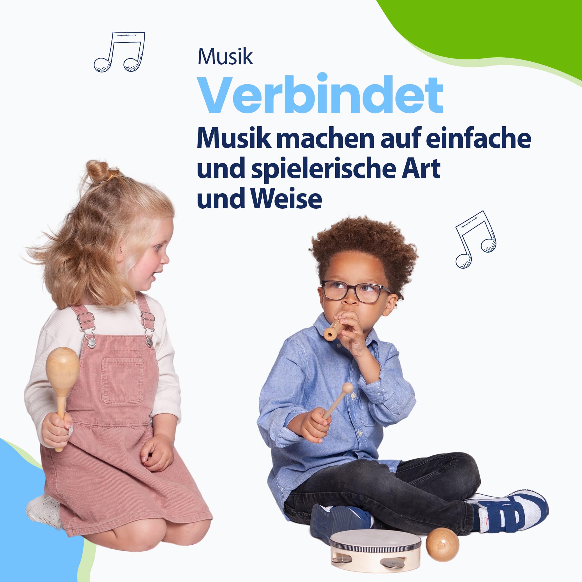 18-teiliges Musikinstrumenten Set aus Holz - Nachhaltiges Geschenk - Lernspielzeug - Geburtstag zu Hause - Montessori Spielzeug - Kinderspielzeug - Musik für Kinder