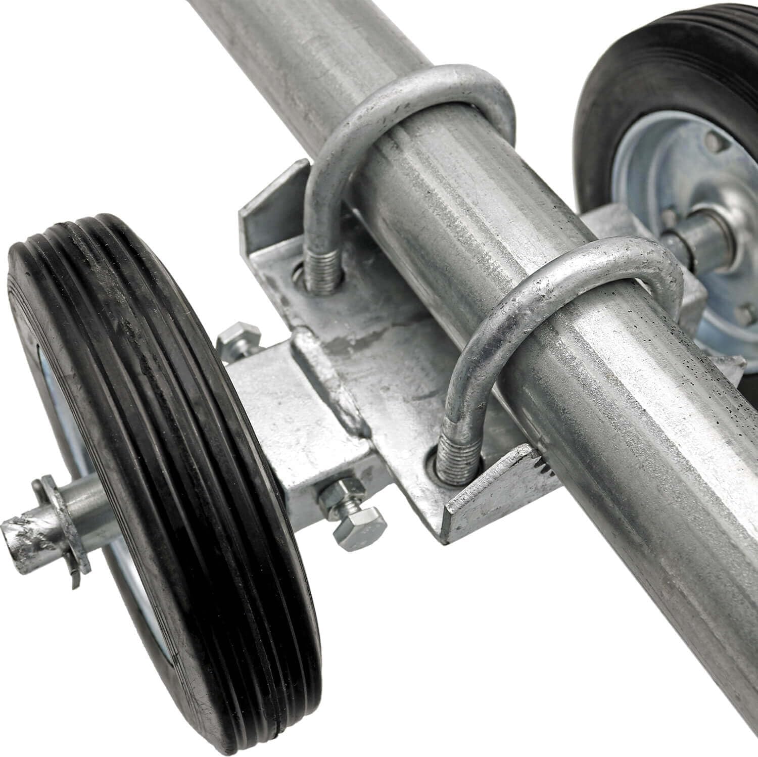 Rolling GATE 6" Wheel Carrier: for Chain Link Fence Rolling/Sliding Gates - Gate Wheel Rut Runner - 2 Rubber Wheels (axle is 7" from Wheel to Wheel)