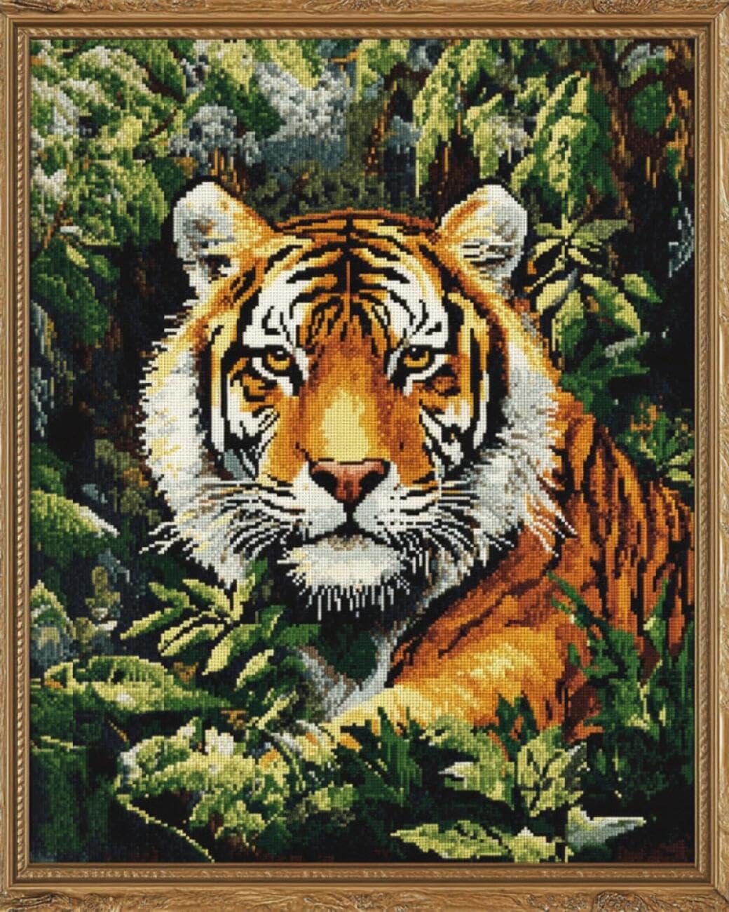 AxiangziK DIY Cross Stitch Kit Jungle Tiger 11CT 60x80cm