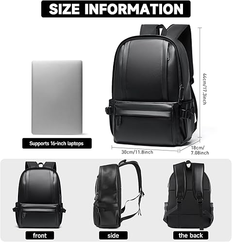 Miniatura 8 de MATE ELAN Mochila de cuero para hombre, a02-Negro, Moda