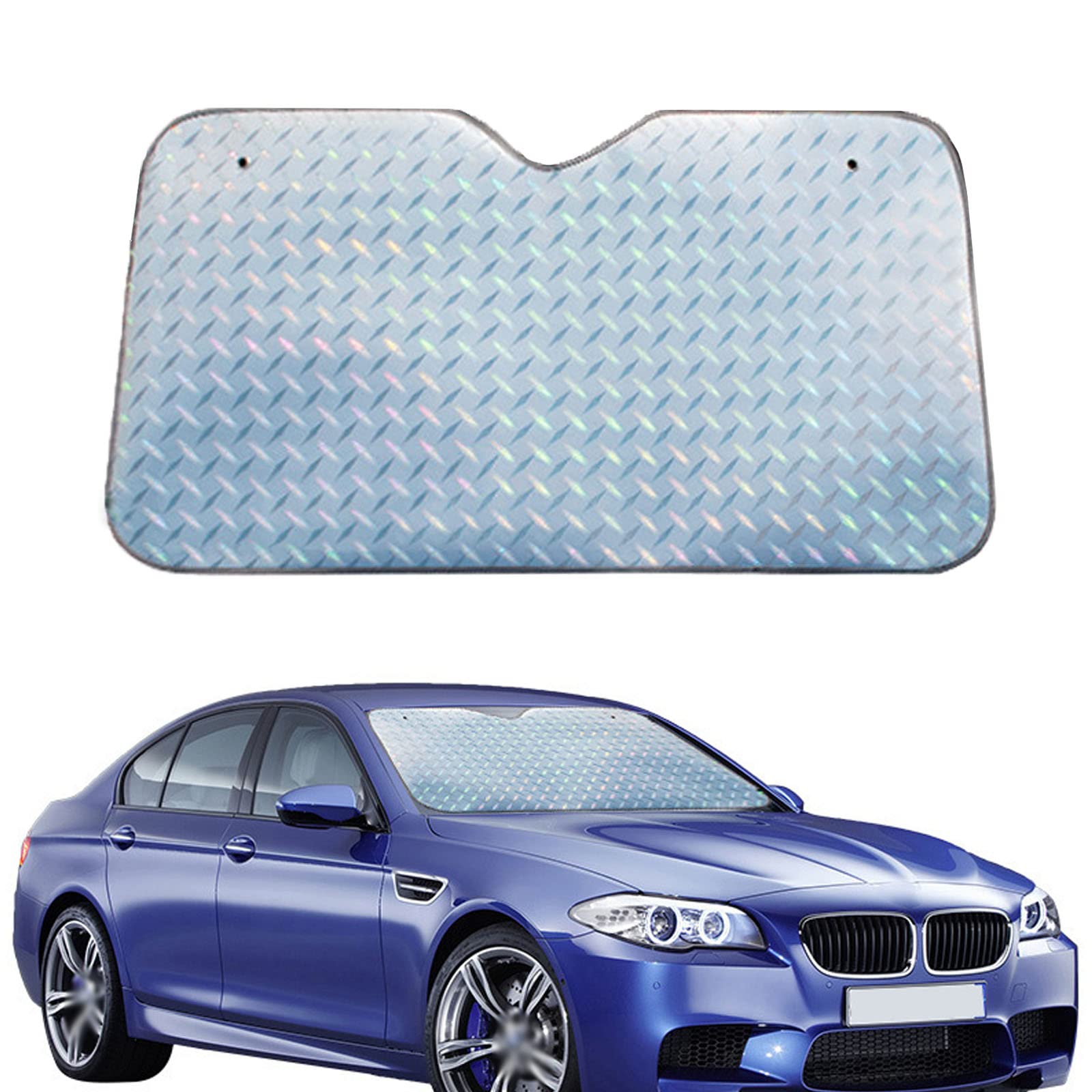 Sodcay 1 PC Medium Car Sunshade, Windshield Sun Shade, Foldable Car Front Window Shade, for Auto Windshield Sun Shade UV Protection (Silver #55In x 27.5In)