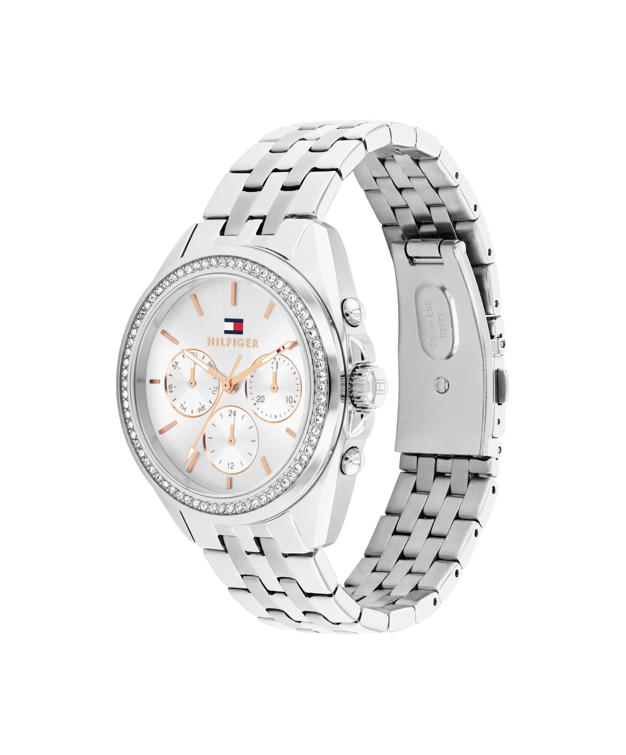 Tommy Hilfiger Multi Zifferblatt Quarz Uhr für Damen mit Edelstahlarmbänder