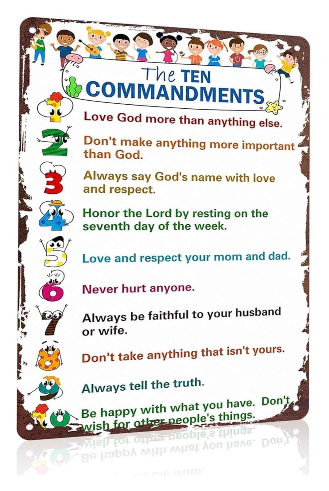 BYLSAGWHT Golden Rules for Educational Metal Sign Motivational Wall-Art Decor for Classroom School Playroom Nursery Bedroom 8 X 12 inch