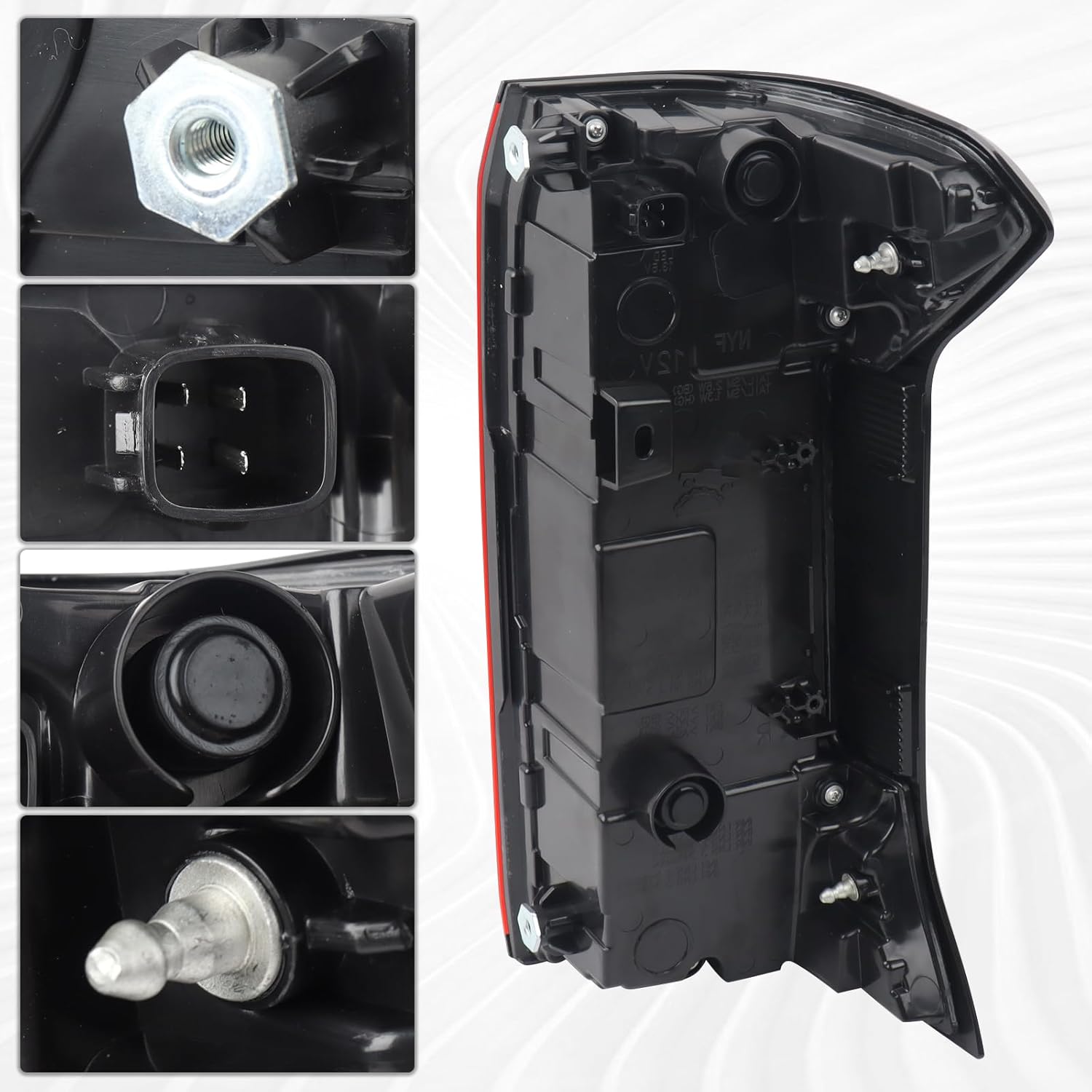 W/Side Light Gray Bezel Tail Light Lamp Assembly (Without Tailgate Switch) Compatible for 2024 2025 Toyota Tacoma SR/SR5 Left Driver Side 81550-AK010