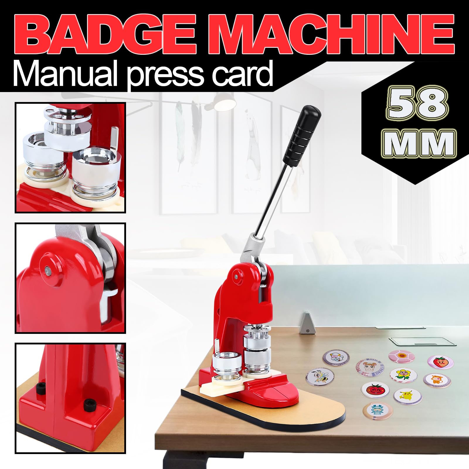 Presse-boutons 58 mm avec 500 boutons - Kit de fabrication de badges - En