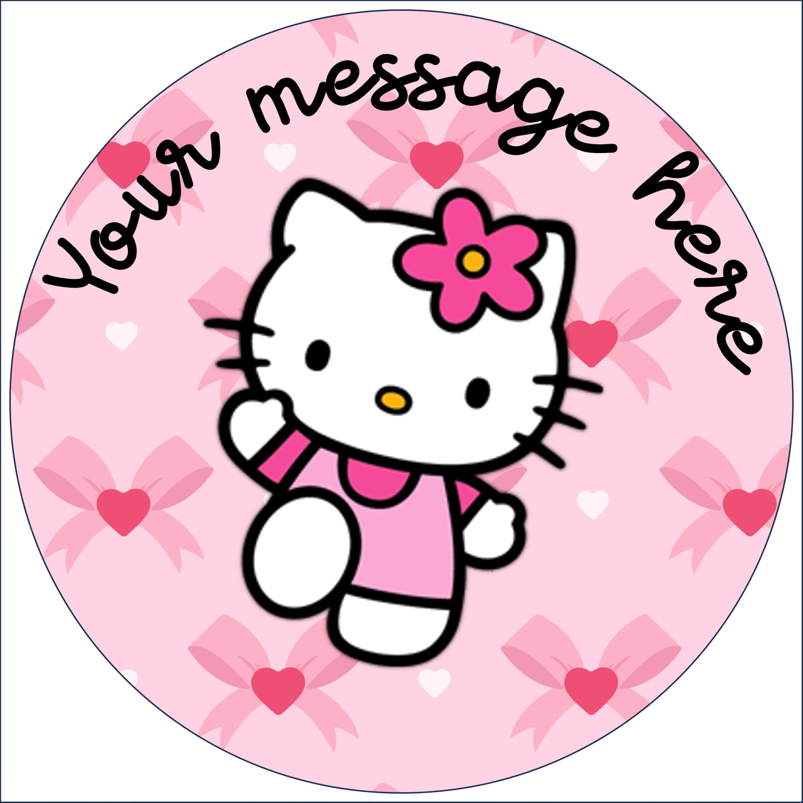 Hello Edible cake images Kitty, topper printed on edible paper sugar icing sheet, Customize your own kitty cat cake topper, with your own message and size. NON PRECUT