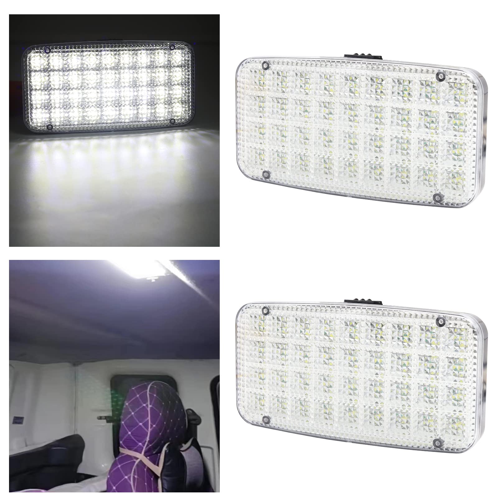 2 luces interiores de 36 LED de bajo consumo con interruptor integrado de 12V 8