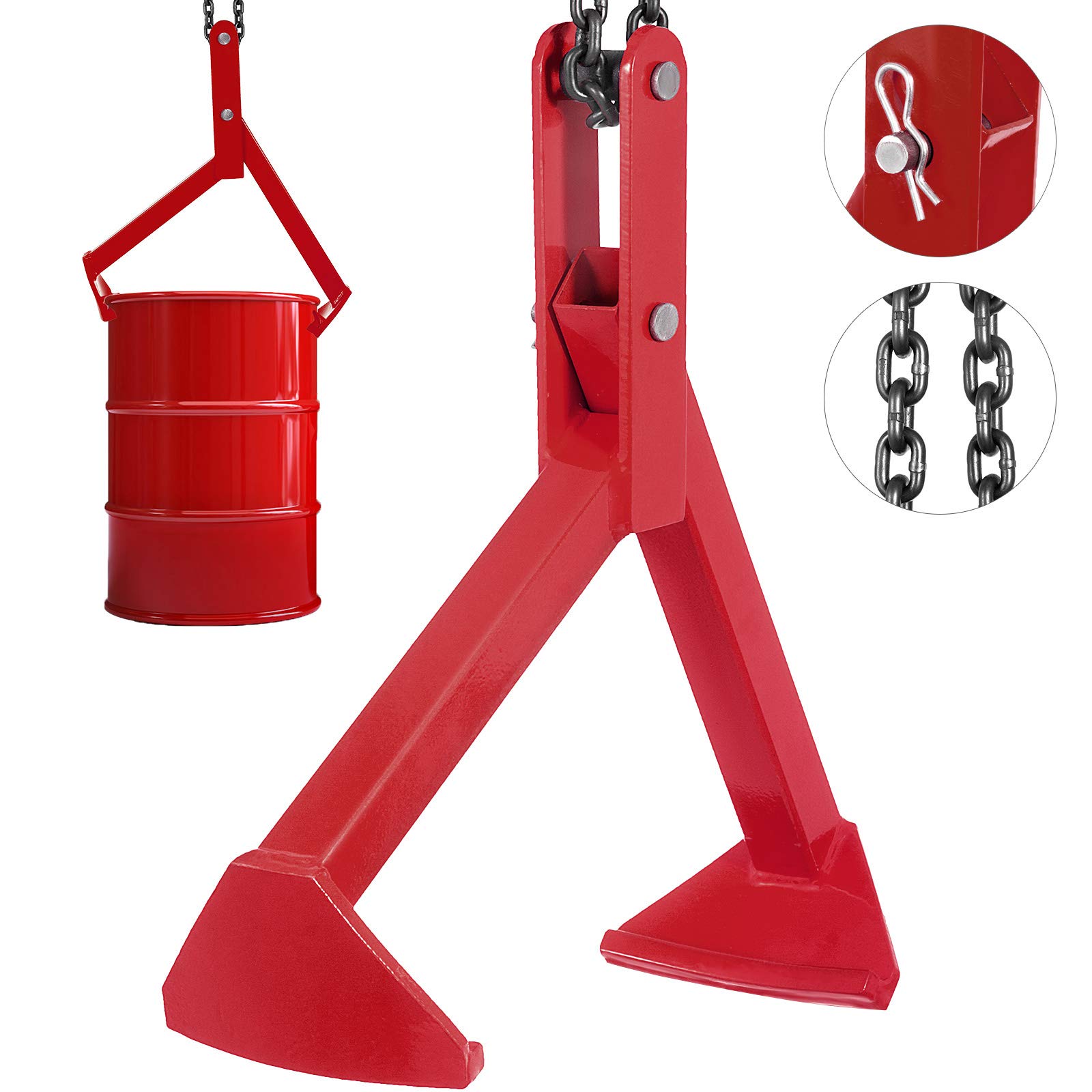 Buy BestEquip Steel Drum Lifter 1100 LBS Working Load Limit Red Drum