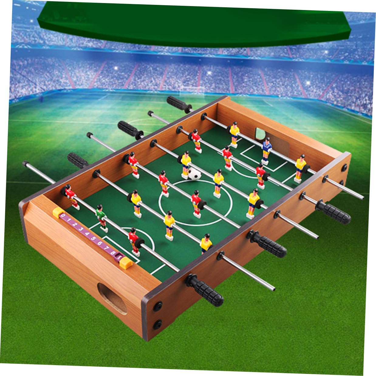 Gioco di Calcio da Tavolo Sei Aste in Mdf, Compatto e Portatile, e Adulti, per Serate di Gioco in Famiglia