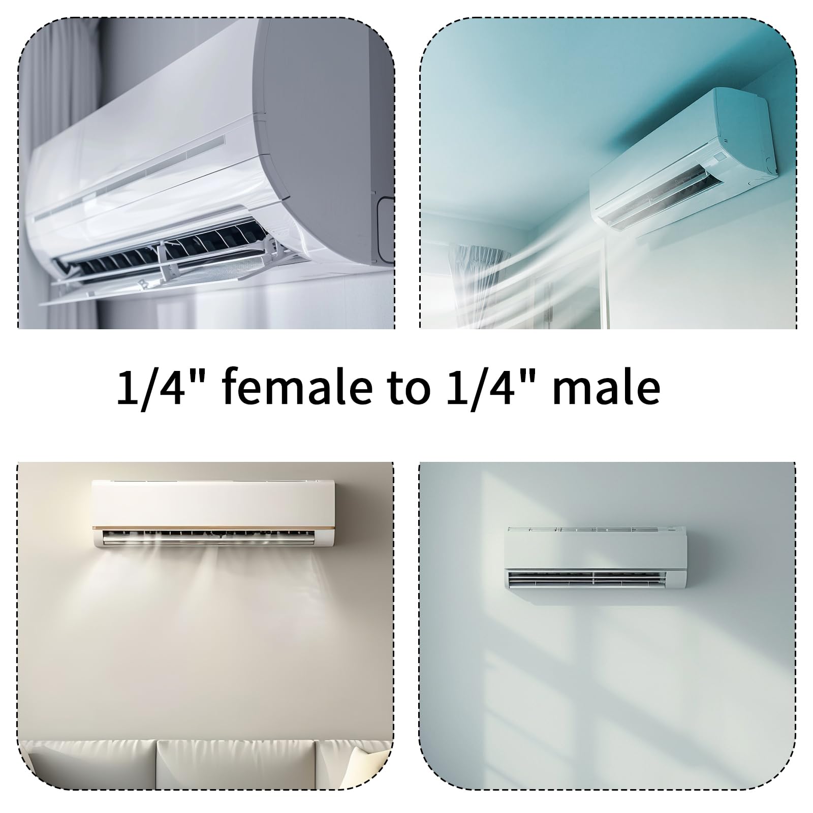 4 Set Adattatori in Ottone Refrigerante, Adattatore R32 R454B e R410A Raccordi con Filettatura Femmina da 1/4" a Filettatura Maschio da 1/4" per Sistemi HVAC Serbatoi Refrigerante e Unità Mini Split