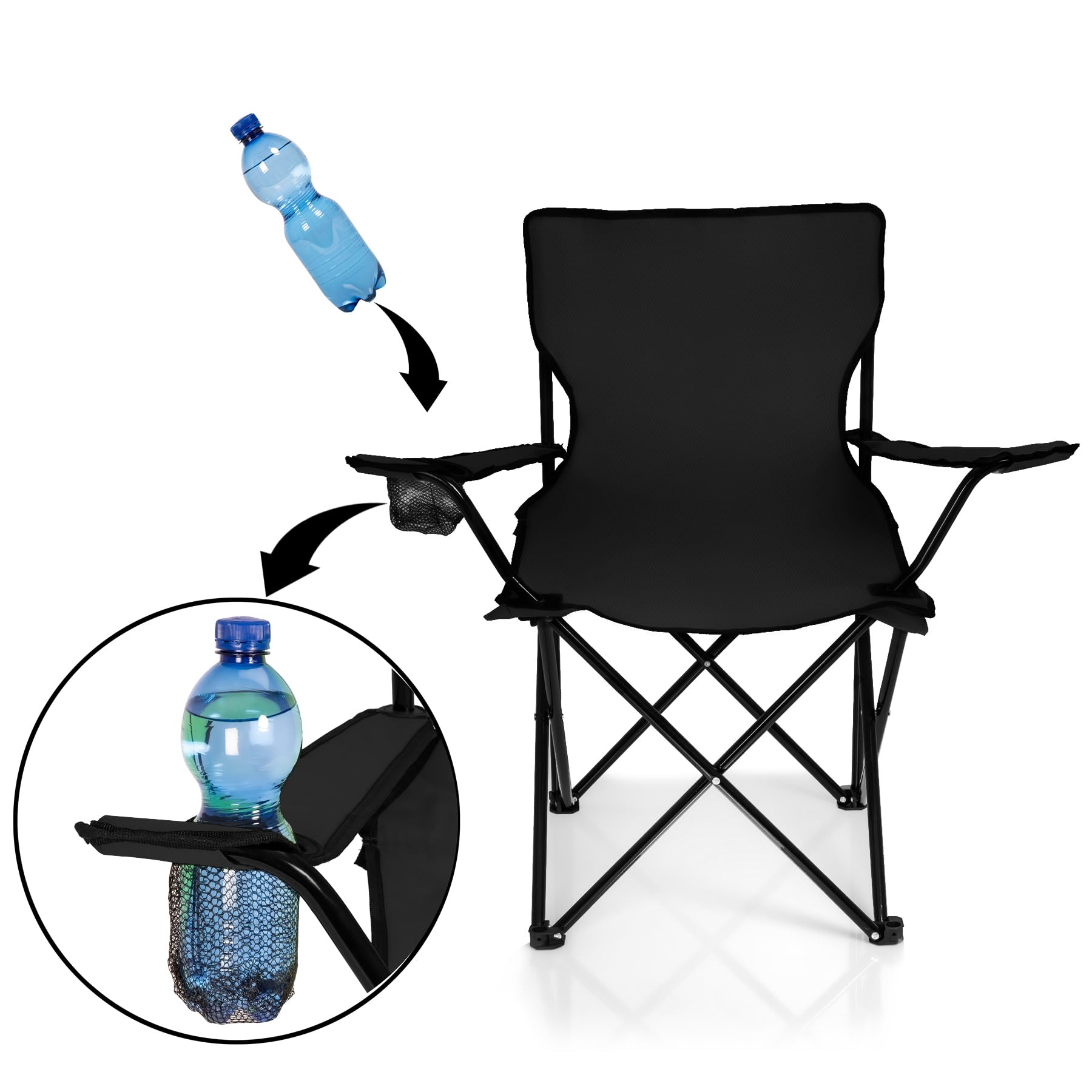 BigDean 2X Faltstuhl Campingstuhl Anglerstuhl mit Getränkehalter & Tragetasche - Anglersessel klappbar - Klappstuhl Gartenstuhl Faltstuhl Relaxsessel Angelsessel faltbar