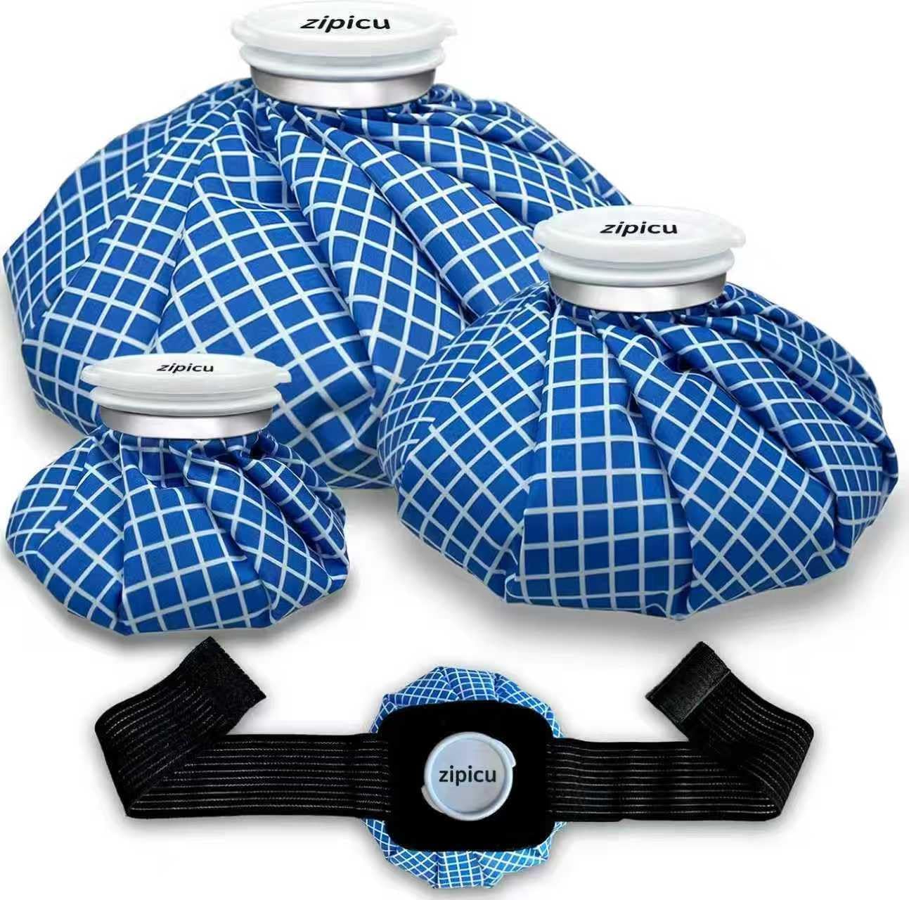 Ice Bags for Injuries, Classic No-Leak Elastic Breathable Ice Pack, Cold and Heat Treatment Ice Bag, Can Relieve Headaches, Migraines, Sports Injuries Swelling Pain, 3 Sizes (6″/9″/11″) (4 Sets)