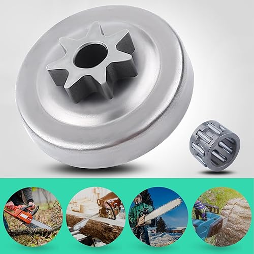 Miniatura 4 de Adefol Piñón recto para motosierra Echo CS-3000 CS-300 CS-301 CS-305 CS-306 CS-330 CS-306 CS-306, tambor de embrague + cojinete de aguja Reemplazar