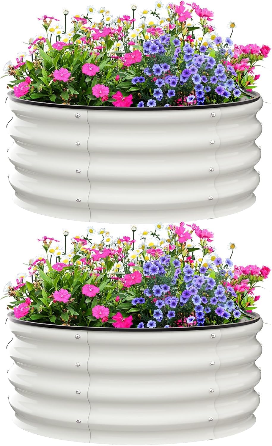 AffinityFurn 2Pcs Galvanized Raised Garden Beds, 122 x 122 x 30cm Outdoor Raised Planters, Planter Garden Boxes Outdoor, Bottomless Galvanised Steel Planter Box for Plants Flowers Herbs Vegetables