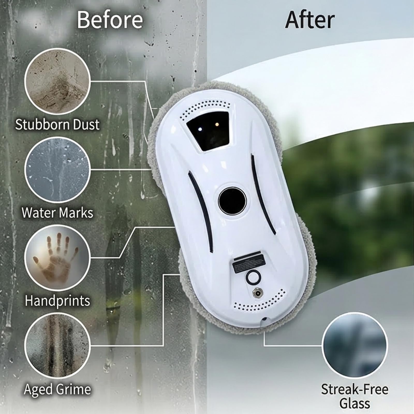 Robot Limpiador De Ventanas Automático E Inteligente, Limpiador De Cristales Con Almohadillas Giratorias Dobles, Navegación Inteligente, Control Remoto, Disco De Succión De 2800 Pa, Protección