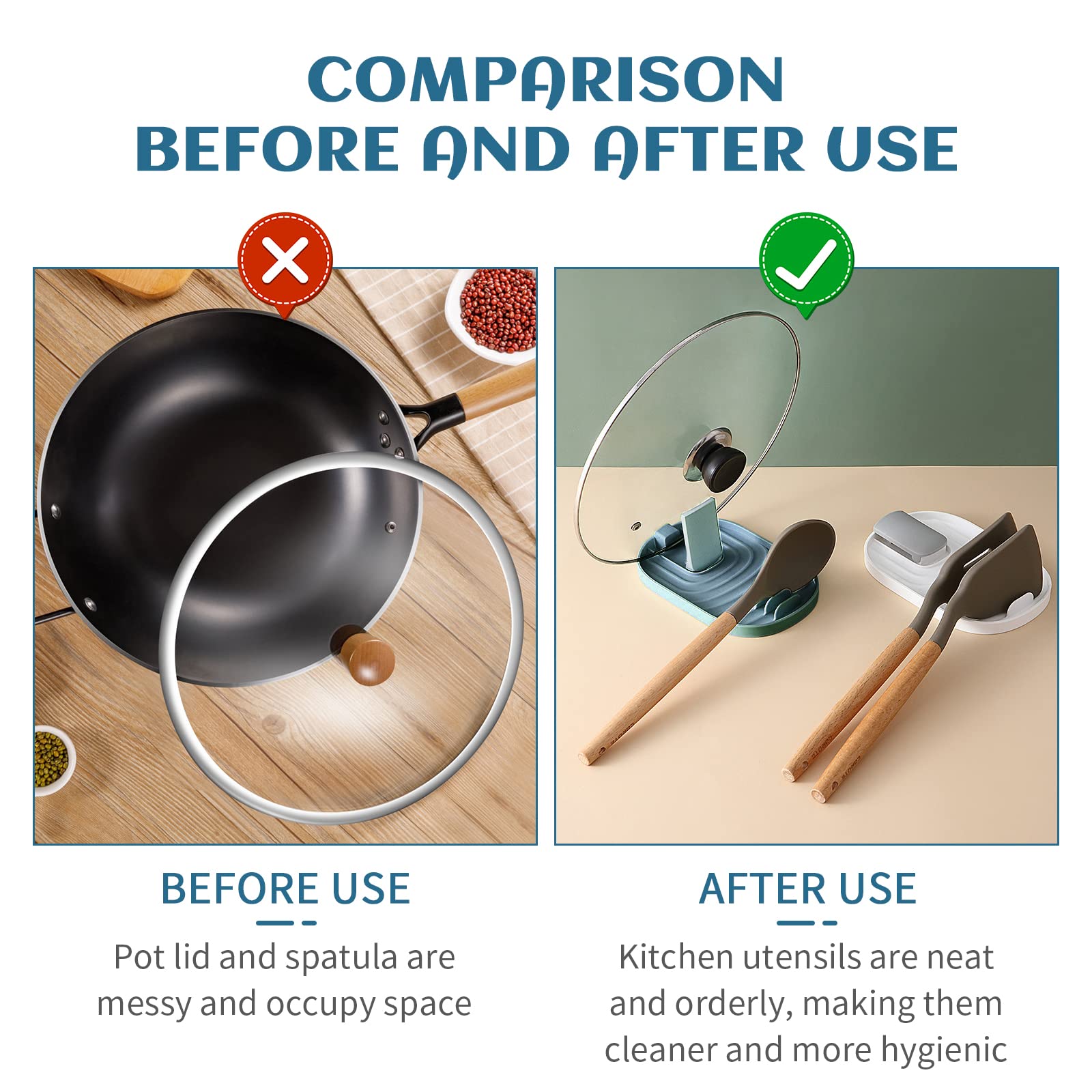 Portacoperchi E Utensili Da Cucina Pieghevole - 2 Pezzi Verde, Salvaspazio, Lavabile In Lavastoviglie - Foto 3