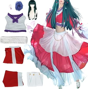 Julysky Ladies Red Stage Costume, Elegant Full set Hanfu, Halloween Dance Costume