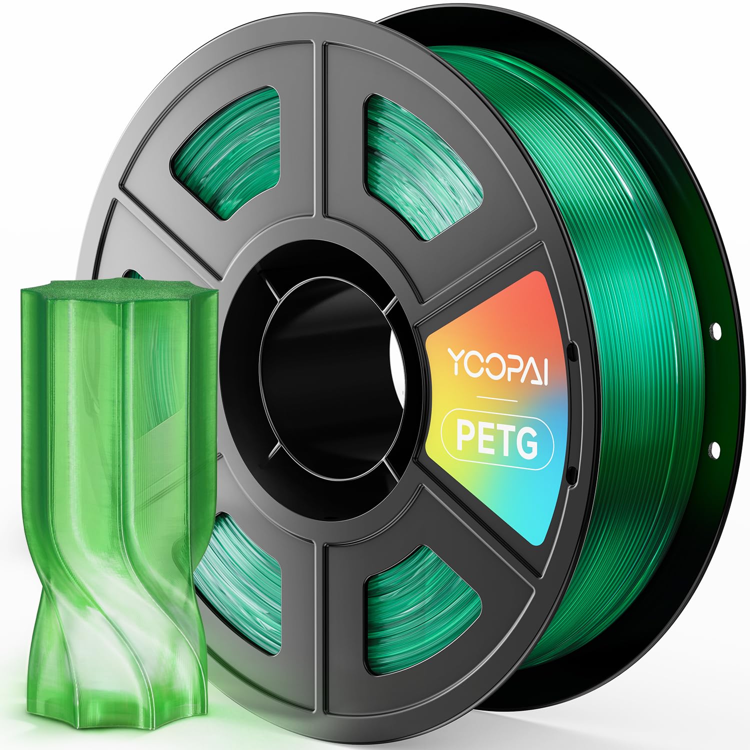 PETG Filament, 3D Printer Filament 1.75mm 1KG (2.2lbs), Transprent Green