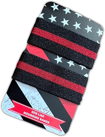AGENT GEAR USA Red Line Fire Department Mourning Bands for Badges - Red Line FD Elastic Mourning Bands - Honor and Respect