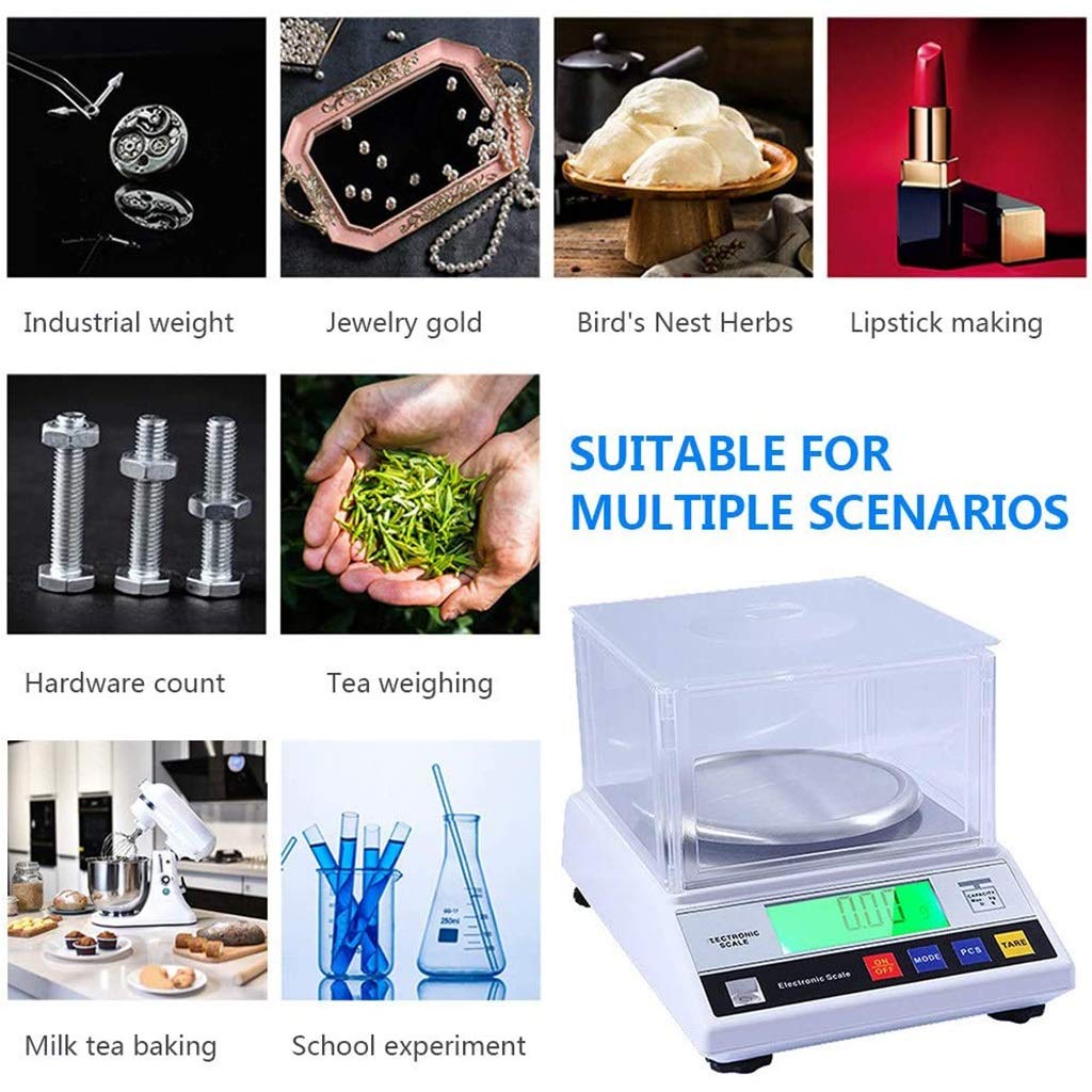 Báscula de Laboratorio Balanza Digital de Gramos Balanza analítica electrónica de 0,01 g con Parabrisas Conversión de 13 Unidades para Laboratorio Joyería Tienda química